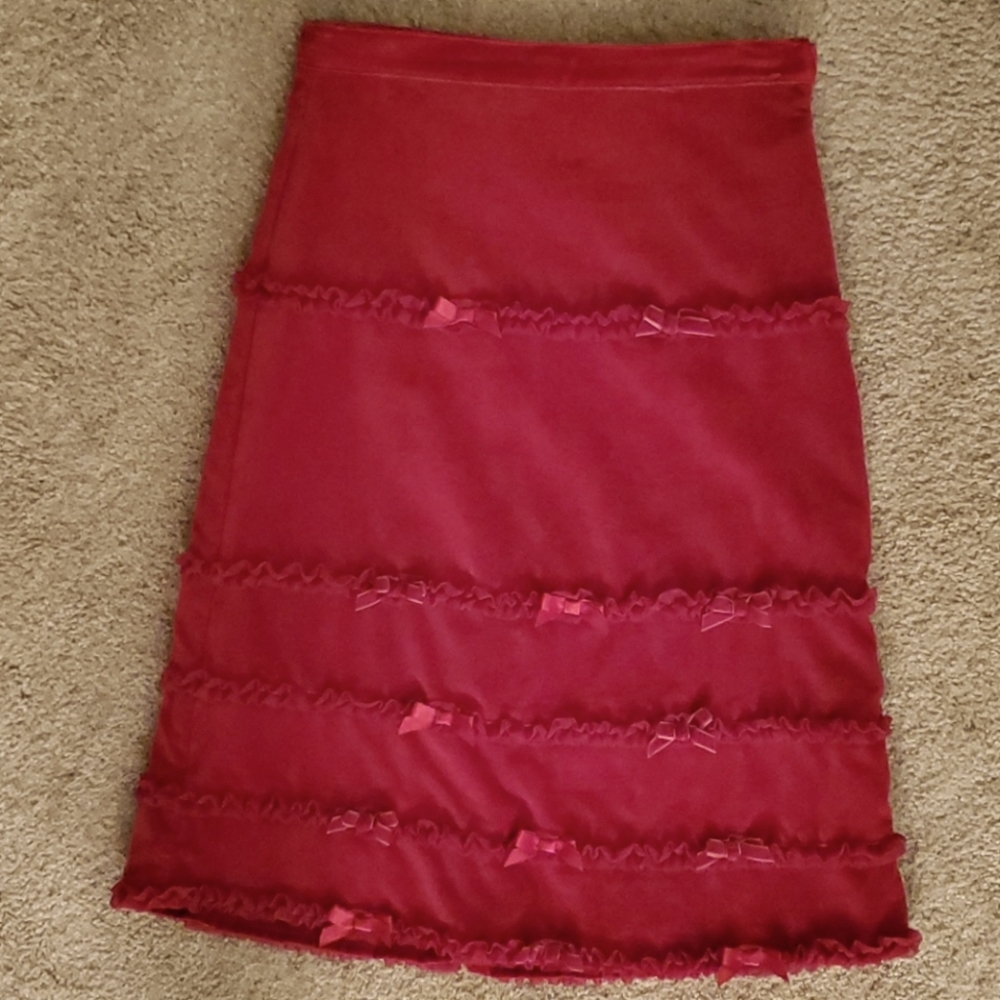 Girls Red Long Holiday Skirt